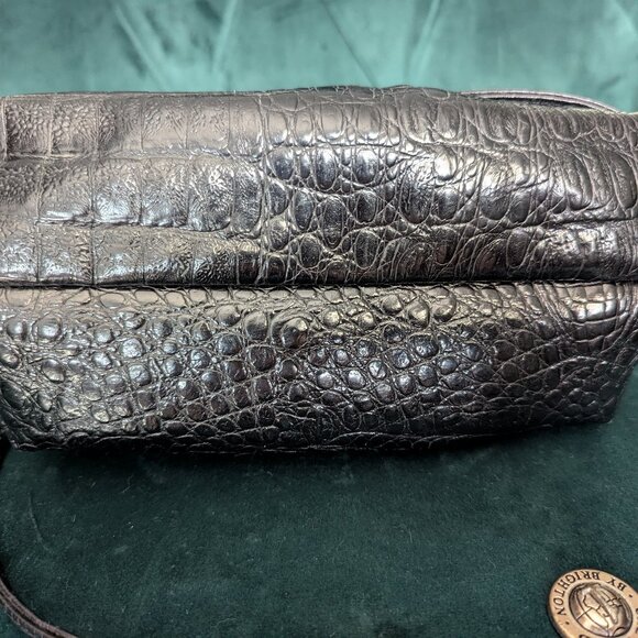 Vintage Brighton 1980s Black Croc print Leather Small Evening Crossbody Purse - Picture 4 of 8